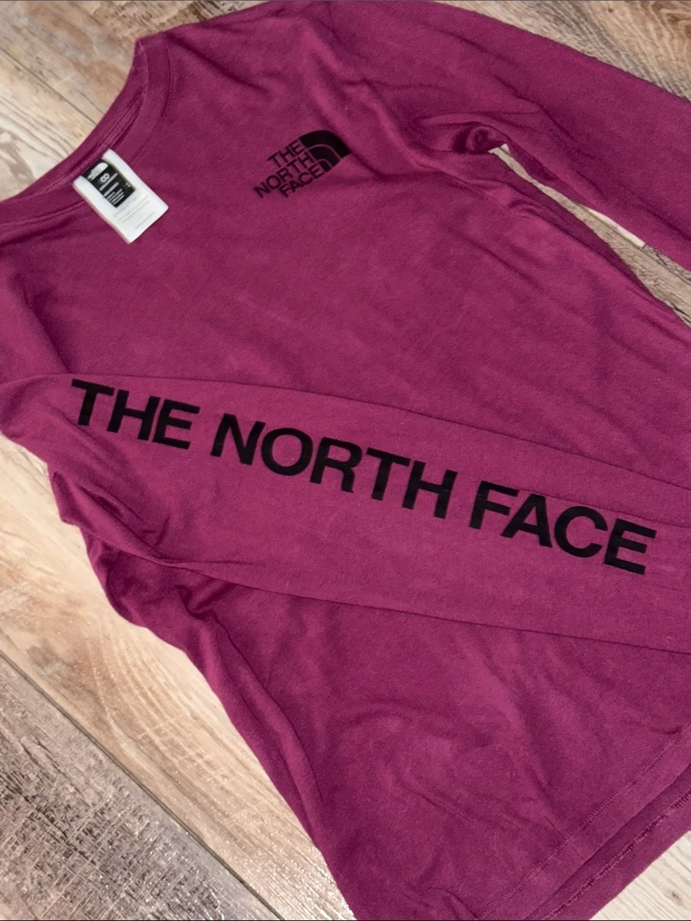 The North Face Men's Long-Sleeve Crew in Burgundy Red